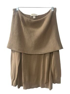 Michael Kors Tan Off-Shoulder Foldover Sweater size L